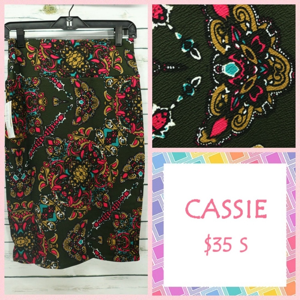 NWT LuLaRoe Cassie (Small) Brown with flowers